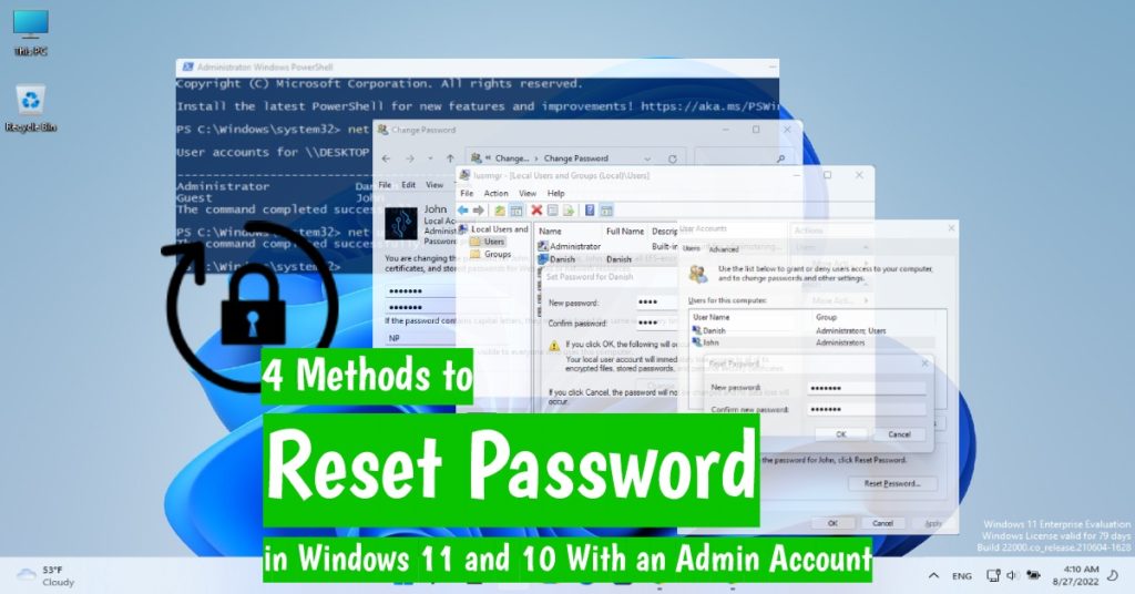 How to reset Password in Windows 11 and 10 With an Admin Account
