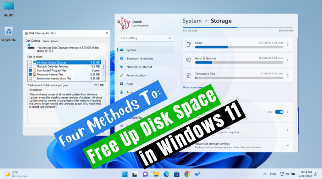 Free Up Disk Space in Windows 11 - Four Methods