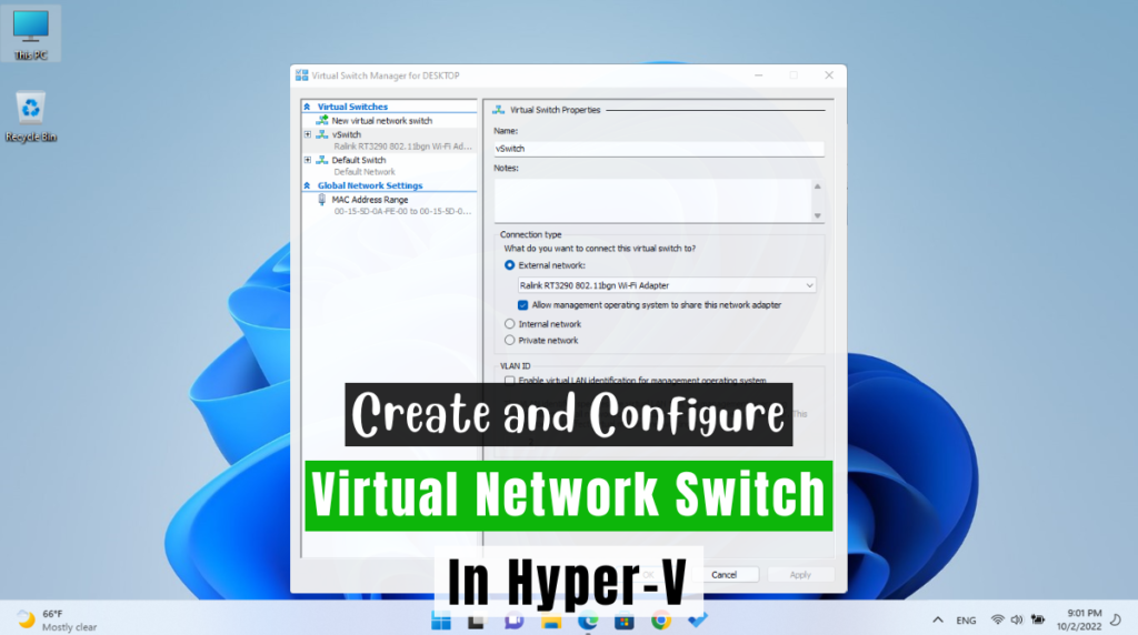Create and Configure Virtual Network Switch in Hyper-V
